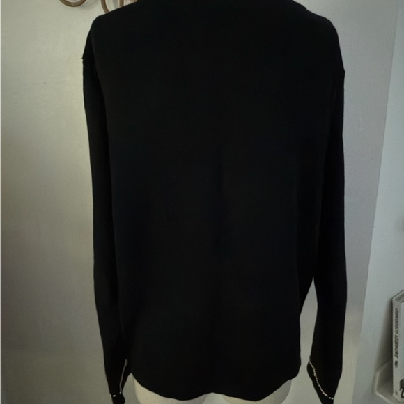 BP Designs Christmas Poinsettia Black Beaded Cardigan Sweater Size M - Picture 5 of 11